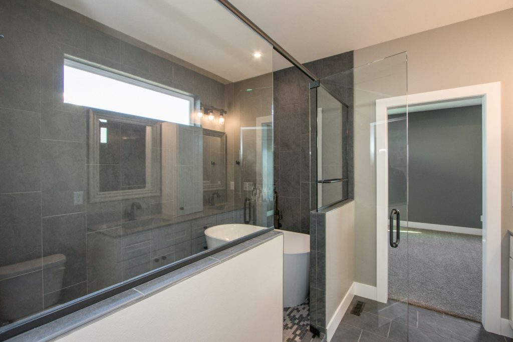 walk-in shower with soaker tub