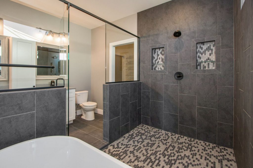 walk-in shower with soaker tub