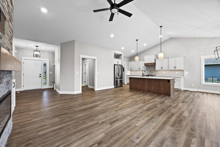 living room open to kitchen