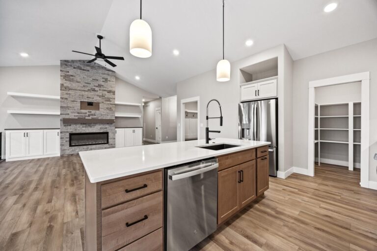 kitchen island open to living room